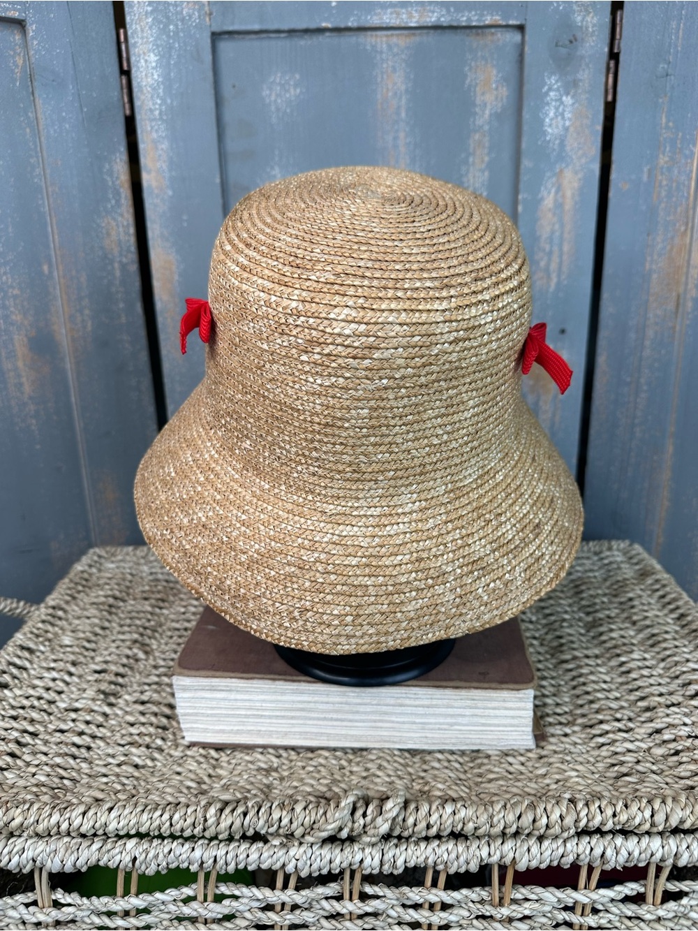 Kate Spade Straw Sunglasses Hat Natural/Red Orange OS NWOT - Picture 5 of 11